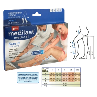 Medilast Medica компресивен чорап при разширени вени клас II 3/4 XL