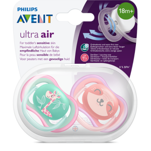 Ортодонтични залъгалки Ultra Air за момиче 18м.+ 2бр Avent