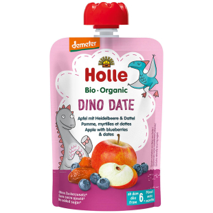 Holle Био пюре пaуч с ябълки и боровинки 6+ месеца 100г
