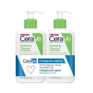 Cerave Хидратиращ измиващ крем за лице и тяло за нормална към суха кожа 236мл x 2 броя 700975