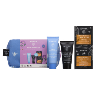 Apivita Aqua beelicious Гел-крем 40мл + Черен гел лице 50мл + Маска за лице с мед 2х8мл комплект