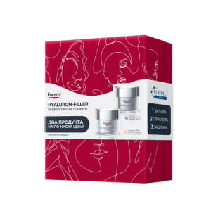 Eucerin Hyaluron-Filler Дневен крем за суха кожа 50мл + Нощен крем 50мл