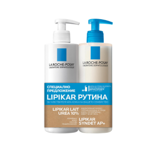 La Roche-Posay Lipikar Lait Urea Мляко за тяло 400мл + Lipikar Syndet AP Измиващ крем 400мл комплект