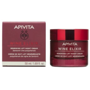 Apivita wine elixir обновяващ нощен крем с лифтинг ефект с полифеноли от лозята на санторини 50ml