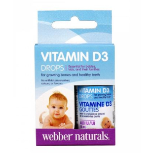 Витамин D3 капки за кости, зъби и имунитет 400IU 15 мл x2 Webber Naturals