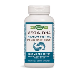Mega-DHA рибено масло капсули за мозъка и зрението 1000мг х60 Nature's Way