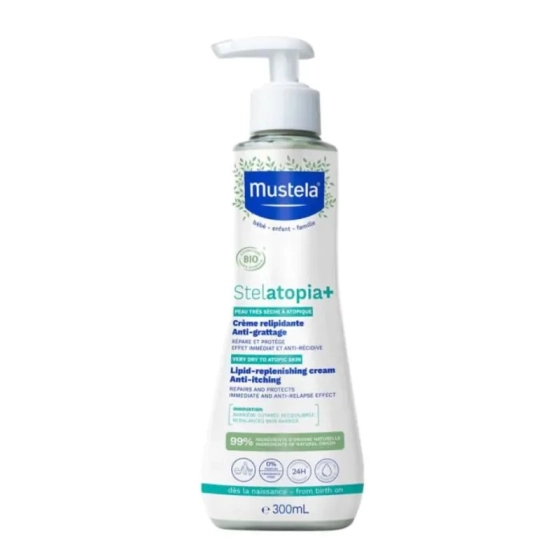 Mustela Stelatopia+ липидовъзстановяващ крем за много суха до атопична кожа 300мл