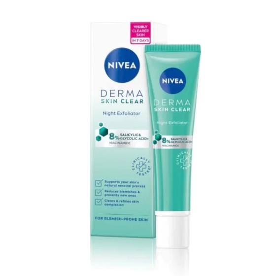 Nivea derma skin clear нощен ексфолиант 40мл