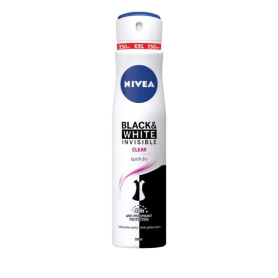 Nivea Deo Спрей дамски Invisible on Black & White Clear XL size, 250 ml