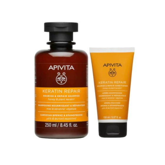 Apivita Keratin Repair Шампоан за суха и увредена коса 250мл + Балсам за увредена коса 150мл