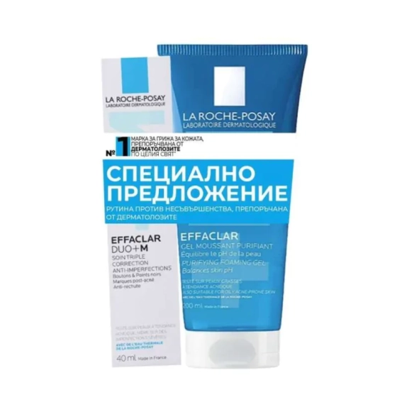 La Roche-Posay Effaclar DUO+M крем 40мл + Effaclar Почистваща гел-пяна за лице 200мл 625131