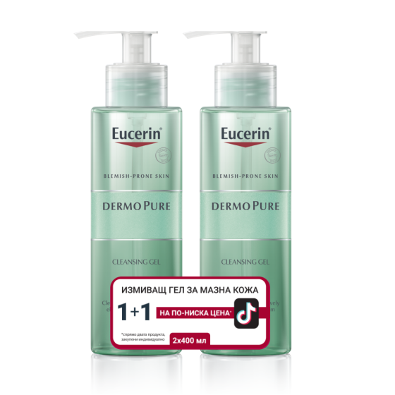 Комплект Eucerin DermoPure Измиващ гел за мазна и склонна към акне кожа 2х400мл