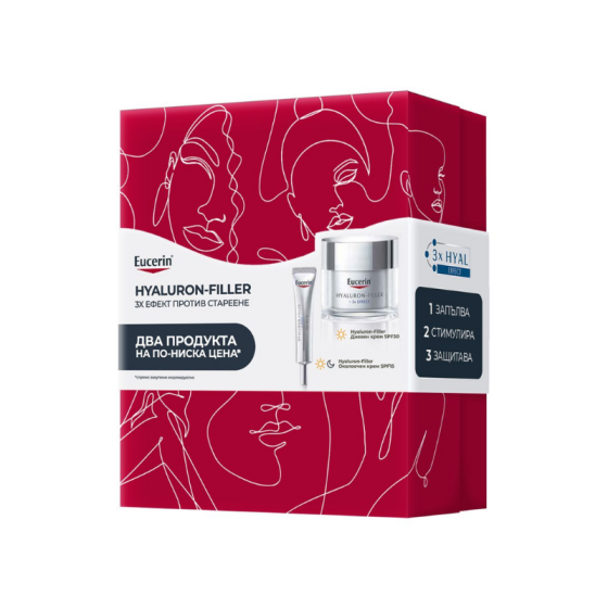 Eucerin Hyaluron-Filler Дневен крем SPF30 50мл + Околоочен крем SPF15 15мл