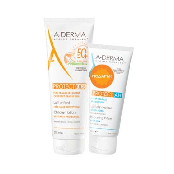 Комплект A-derma Protect SPF50+ Мляко за деца 250мл + Лосион за след слънце 100мл