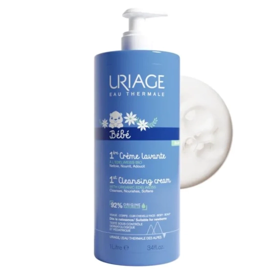 Uriage bebe creme lavante почистващ крем за бебета с изплакване 1000мл