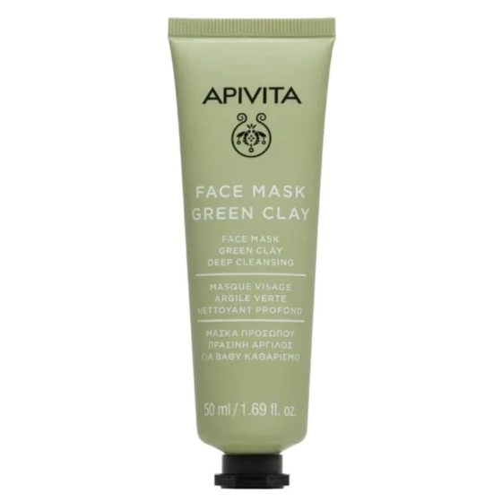 Apivita дълбоко почистваща маска за лице със зелена глина 50ml
