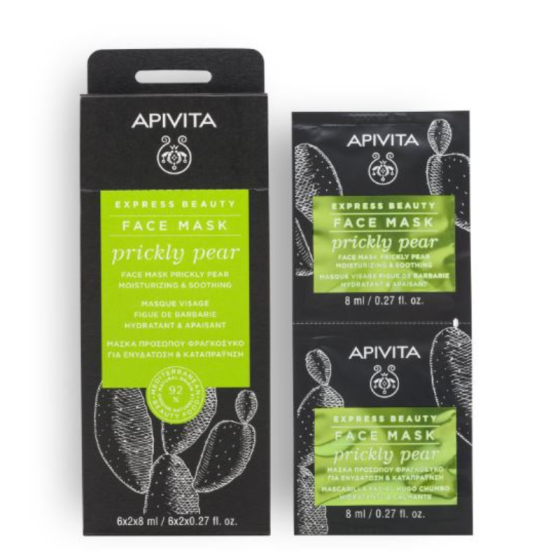 Apivita express beauty хидратираща и успокояваща маска за лице с кактус 8ml х12 броя