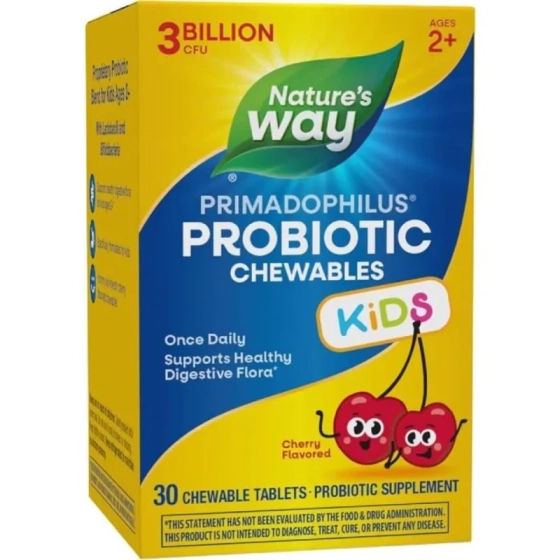 Primadophilus Kids череша дъчщаши таблетки пробиотик х30 Nature's Way