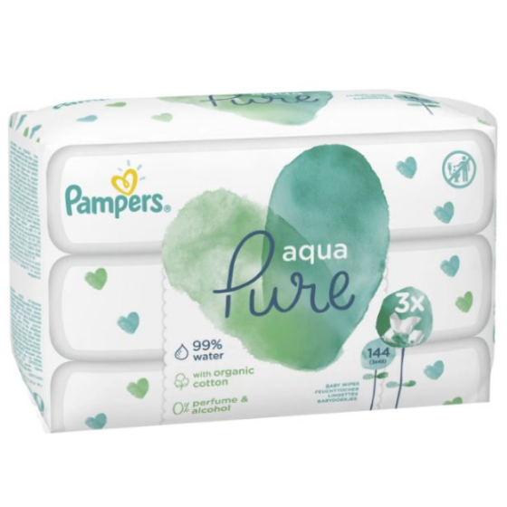 Pampers pure aqua бебешки мокри кърпички 3х48
