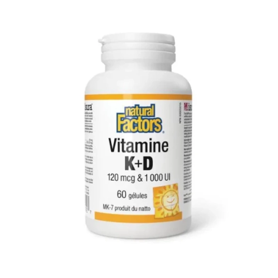 Витамин К2 120 мкг и D3 1000 IU за кости и зъби х60 Natural Factors